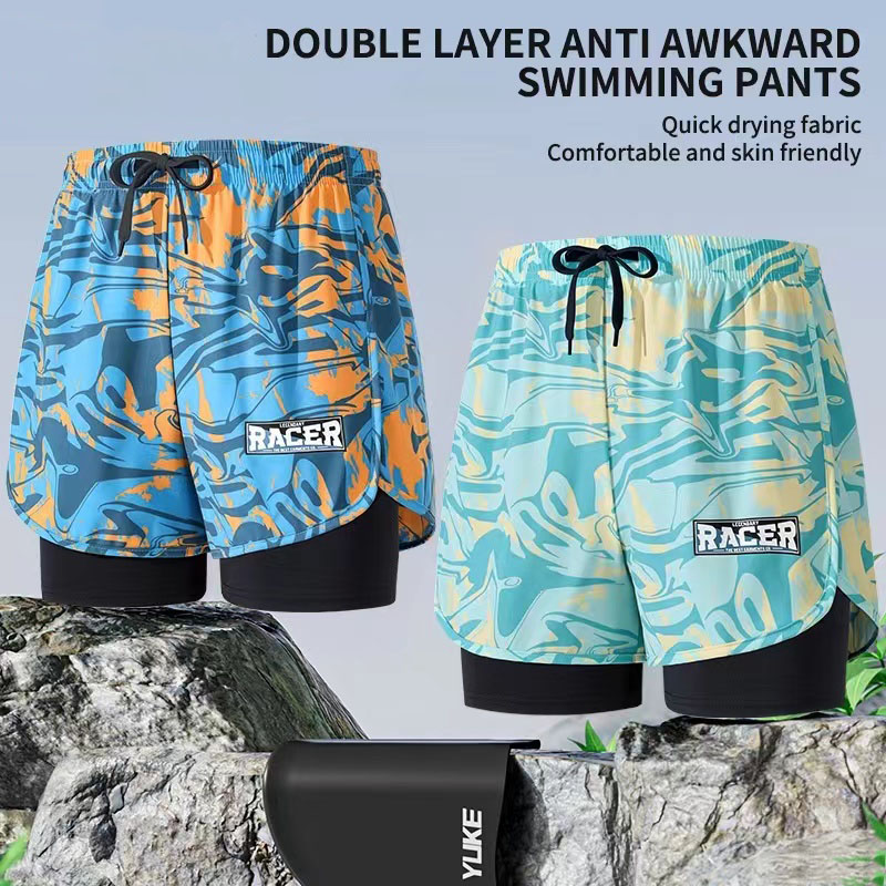Swim Trunk Quick Dry - Zwembroek Volwassen Dubbellaags Sneldrogende Ademende Zwembroek
